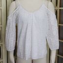 Parker  Camila White Cold Shoulder Crochet Eyelet Flirty Fun Blouse Top [size M] Photo 3