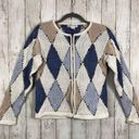 Dress Barn Vintage  90s Knitted Zip Up Long Sleeve Argyle Sweater Size: Small Photo 1