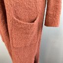 Jessica Simpson  Womens Duster Sweater M Medium Fuzzy Terracotta Brown Pockets Photo 2