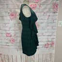 Chelsea28  green black plaid ruffled sheath dress size 8 Photo 7