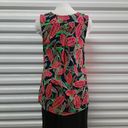 Nic+Zoe  Canopy Tank Top Womens Small Black Pink Floral Sleeveless Blouse Shirt Photo 4