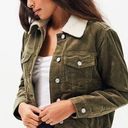 Addie Olive soft corduroy Jacket with Sherpa Size Large Green Photo 0