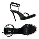 DKNY Black Leather Studded Stiletto Heel Minimalist Ankle Strap Sandal  Dacia Photo 3