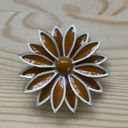 Daisy Vintage Enameled Metal 2 Tone Brown and White  Brooch Pin Photo 0