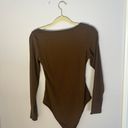 Brown Ribbed Bodysuit Size M Photo 1