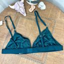 Aerie  NWT Deep Forest Green Velvet Stripe Triangle Bralette Medium Photo 6