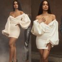 House Of CB  'Carlyn' Ivory Satin Balloon Sleeve Mini Dress/Size XS NWOT Photo 14