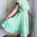 Daisy Vintage 70s Square Dancing Dress Gingham Green Size Medium  Embellished Photo 7