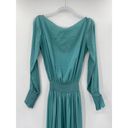 Alexie Clemence Dusty Aqua Blue Long Sleeve Smocked Silk Maxi Dress Size S Photo 3