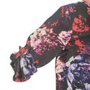 Apt. 9  Womens Small Black Red/Violet Floral Collared Long Sleeve Button Up Shirt Photo 3