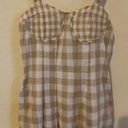 &merci &Merci Taupe Gingham Woven Bustier Cutout Back Cottagecore Mini Dress Size M Photo 0