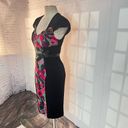 Tracy Reese  black sheath dress with silk pink floral center panel size 4 Photo 2