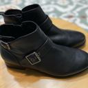 Vionic  Logan Leather Ankle Boot Black Sz 8.5 Block Heel Buckle Accents Photo 3