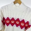 Juicy Couture Juicy by  Cream Turtleneck Sweater with Pink and Red Crown Detail L Photo 4