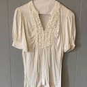 August Silk  Cream Ruffle Top Size Small Photo 0