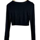 SheIn  Black & White Long Sleeve Lightweight Cropped Top Shirt Size 4 Photo 1