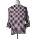 Tommy Bahama  Flare Bell Sleeve Blouse Lightweight‎ Tassel Geo Print Women Size S Photo 3