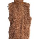 INC  Small Faux Fur Vest Full-Zip Sleeveless Lined Pockets Collared Clay Tan New Photo 5