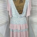 StitchDrop Mendocino Flutter Sleeve Ruffle Dress Pink Blue Small Floral Photo 5