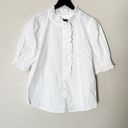 J.Crew  Ruffle-Trim Button-Up Shirt Cotton Poplin White Size XS Photo 1