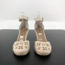 Unisa  Unareia Cream Embroidered Eyelet Ankle Strap Espadrille Wedge Sandals 8 Photo 3