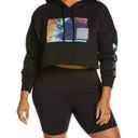 BP  Living It Up Cropped Long Sleeve Graphic Hoodie Sweatshirt Black Size XL Photo 0