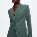 Mango Women’s Micro Corduroy Green Structured Blazer Size Medium Photo 0