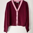 Everlane  The Cashmere Cardigan Cropped Boxy Button Front Tawny Port Bubblegum Photo 2