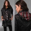 Theory  Hattie Swagger Black Rain Jacket Hooded Tartan Red Plaid Women Size M Photo 1