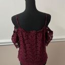 Alya Burgundy Lace Cold Shoulder Blouse Photo 2