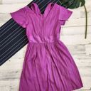 Anthropologie | Vibrant Purple Satin Finish Mini Dress with Deep V-Neckline Photo 13