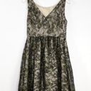 Jessica Simpson  Black & Gold Lace A-Line Mini Dress Formal Size 2 Photo 3