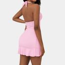 Halara  Softlyzero Airy Halter Backless Tie Back Corset Ruffle Hem Mini dress M Photo 1