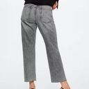 Mango - MNG High-waist cropped straight jeans, frayed raw hem, gray color, cotton Photo 3