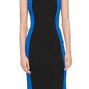 Tommy Hilfiger  Dress Size 8 Blue Black Color Block Sheath Crepe Scuba Stretch Photo 0