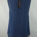 Modcloth  Envisioned Aesthetic Slate Blue Orange Sleeveless Keyhole Blouse Top Lg Photo 7