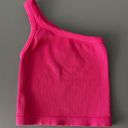 Amazing Lace One Shoulder Hot Pink Crop Top Photo 2