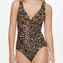 DKNY  Ruffle Animal Print Underwire Tummy-Control One-Piece Swimsuit 10 NWT Photo 0