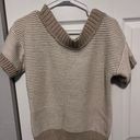 American Eagle  brown and beige striped short sleeve sweater in large Photo 0