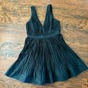 Alexis  Marilou Crinkled A-Line Plunge Neck Mini Dress in Black Medium Photo 4
