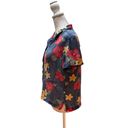 Caribbean Joe Multi-Color Floral Print Short Sleeve Button Down Women's Shirt M Photo 2