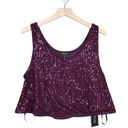 Wildfox  Womens L Armidale Sequin Crop Tank in Dark Purple NEW Photo 1