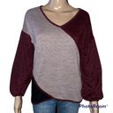 Ava James  color block V neck ballon sleeve sweater Photo 0