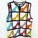 Vintage Y2K Colorful Beaded Heels Grandma Zip Up Sweater Vest SZ M Size M Photo 4