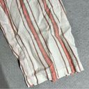 Marc New York  Andrew Marc Cream Pink Striped 100% Linen Pull On Culotte Pant L Photo 2