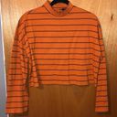 Forever 21 Striped Long Sleeve Cropped Shirt Orange Size M Photo 0