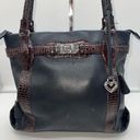 Brighton  Black & Brown Pebble Leather Medium Shoulder Bag Tote Purse With Braide Photo 0