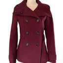 H&M Maroon Red Wool Blend Classic Pea Coat Mid Length Fitted Jacket size 4 Photo 0