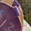 Old West  Purple, Blue and Brown Embroidered Cowboy Boots Size 5D Photo 8