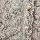 Kimberly  Hope Vintage Knit, Embroidered, and Beaded Cardigan Sweater Beige Med Photo 2